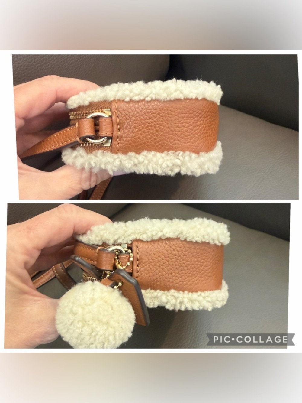 Coach Pebble Shearling Crossbody Mini Bag - Picture 6 of 6